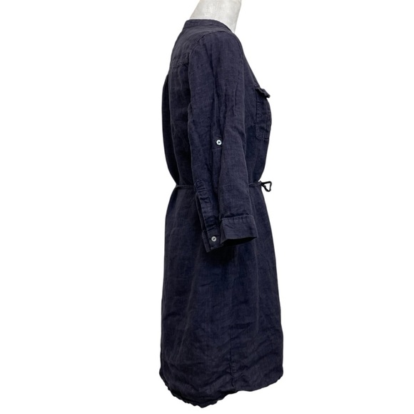 Malvin Royal Blue 100% Linen Belted Waist Safari Shirt Dress - Picture 4 of 9